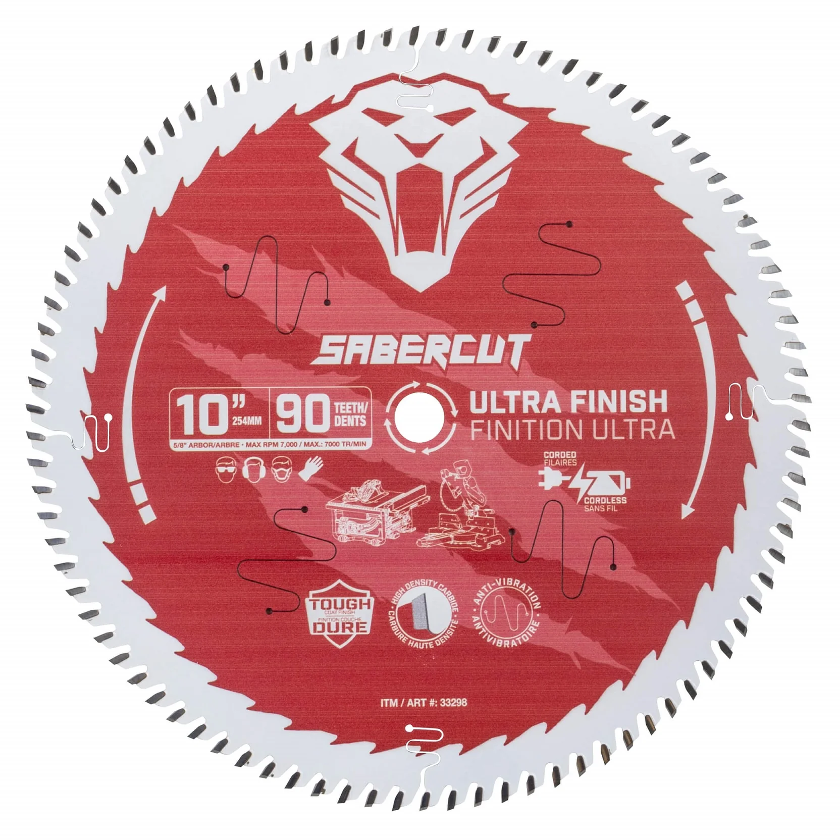 Sabercut Red Label 10 in. x 90 Tooth Ultra Finish Wood Saw Blade