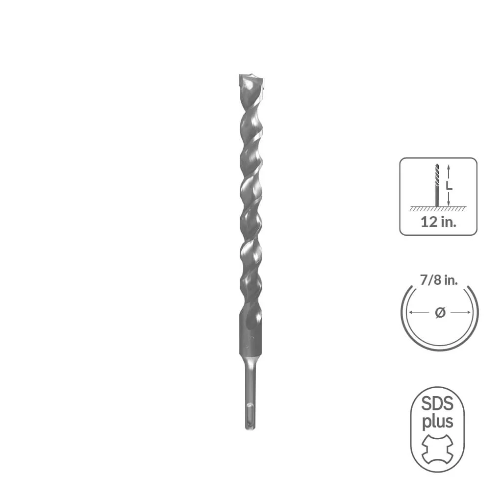 SABERCUT 7/8 in. x 12 in. SDS PLUS 2-Cutter Carbide Tip Concrete Drill Bit - Image 28