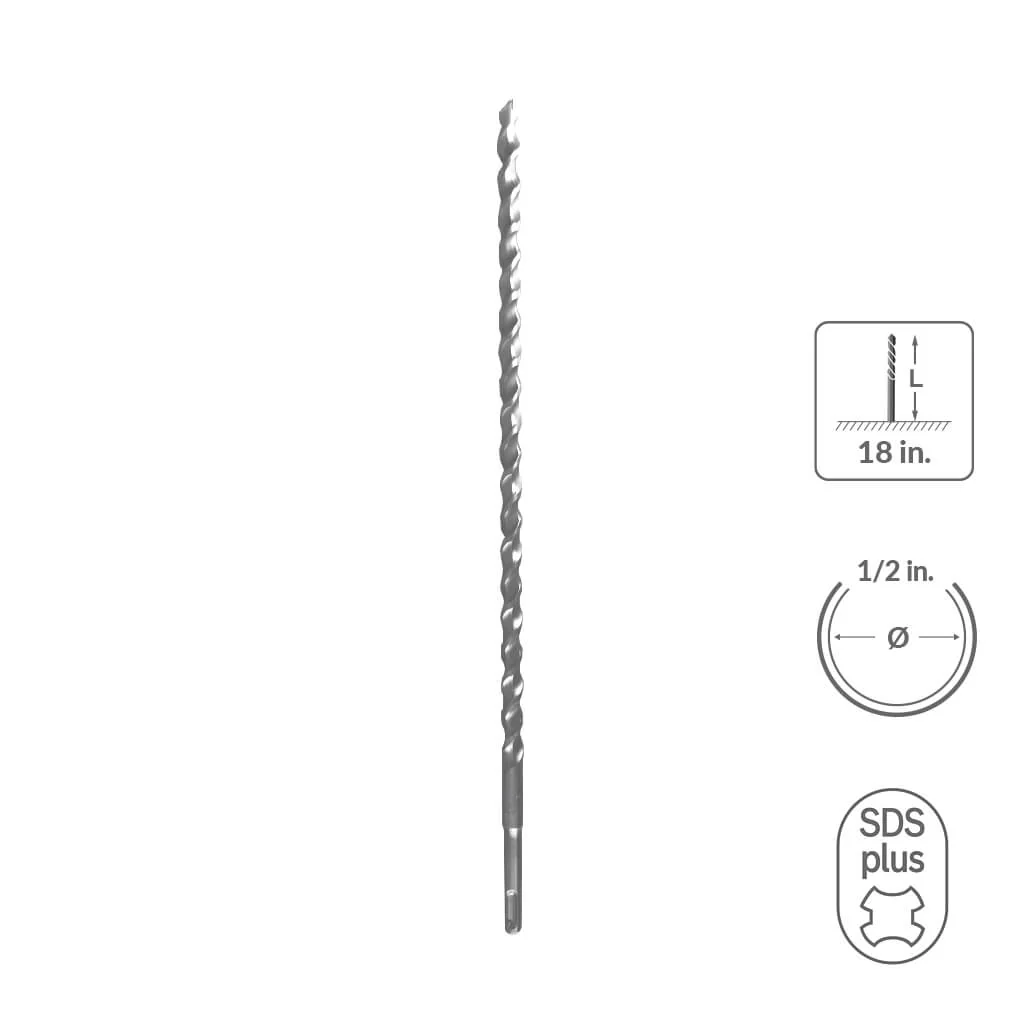 SABERCUT 7/8 in. x 18 in.SDS PLUS 2-Cutter Carbide Tip Concrete Drill Bit - Image 25