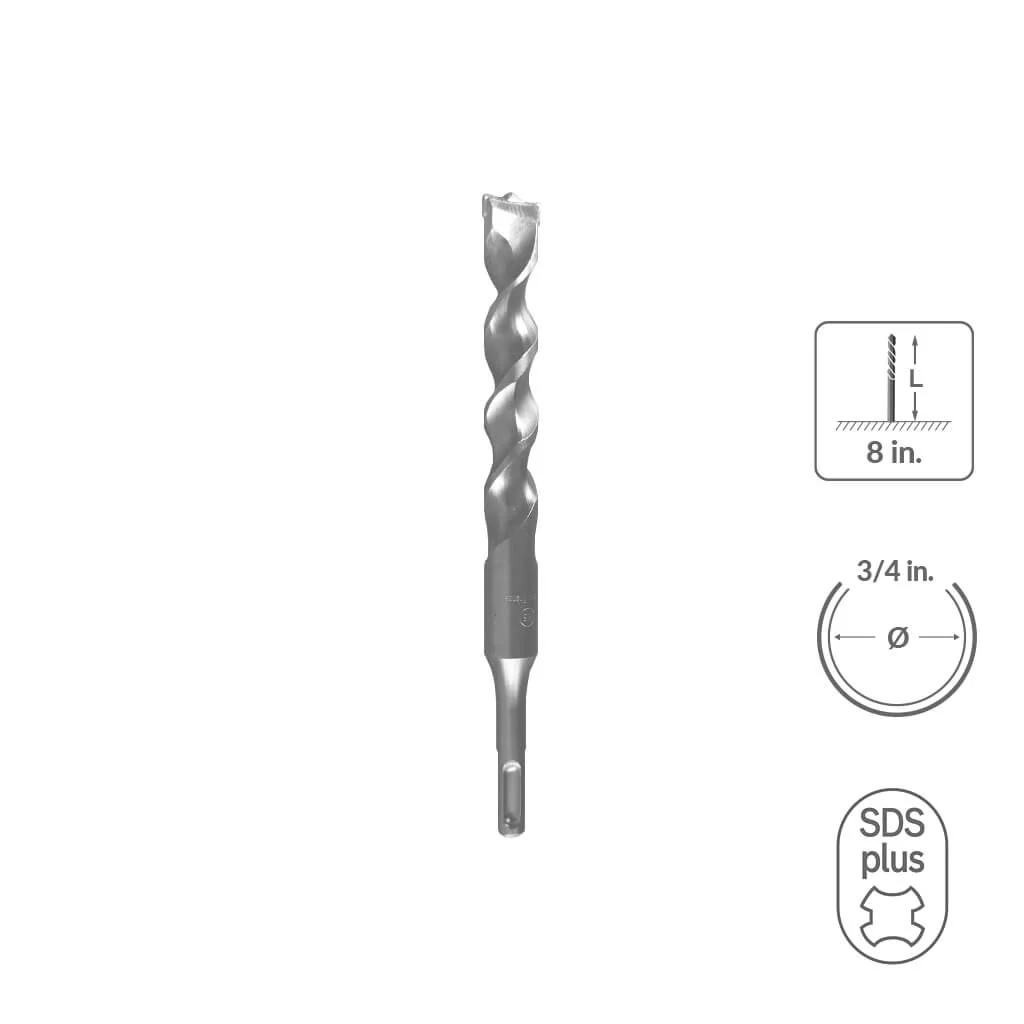 SABERCUT 3/4 in. x 8 in. SDS PLUS 2-Cutter Carbide Tip Concrete Drill Bit - Image 36