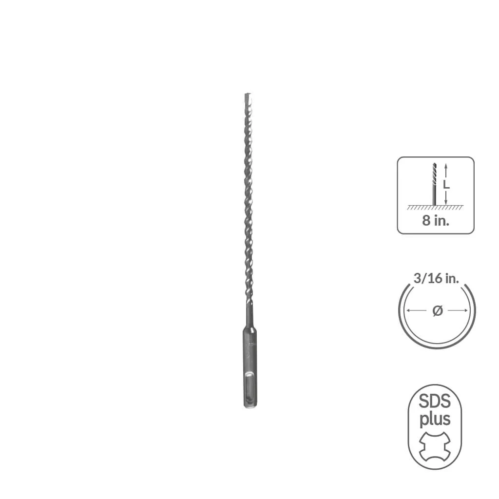 SABERCUT 3/4 in. x 8 in. SDS PLUS 2-Cutter Carbide Tip Concrete Drill Bit - Image 42