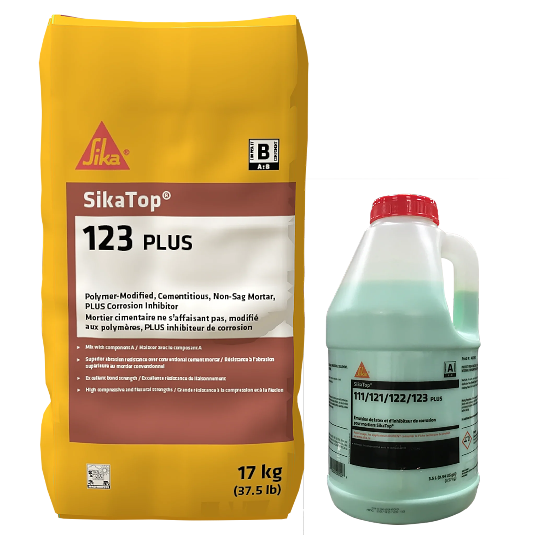 SikaTop-123 20kg Polymer-Modified Non-Sag Mortar with 3.5-Litre FerroGard Corrosion Inhibitor