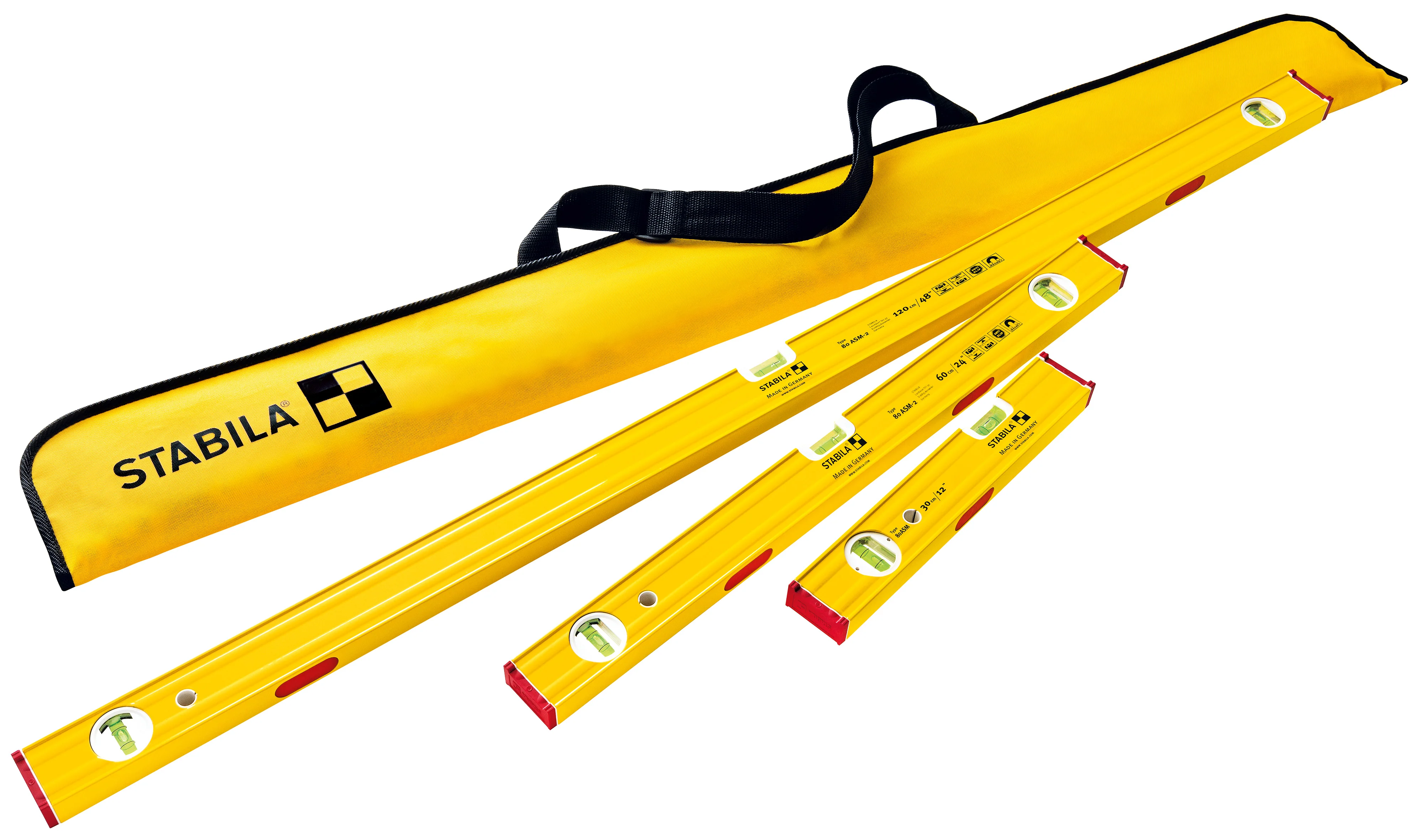 STABILA 29940 Proset Magnetic Level Set 48", 24" & 12" w/ Carrying Case