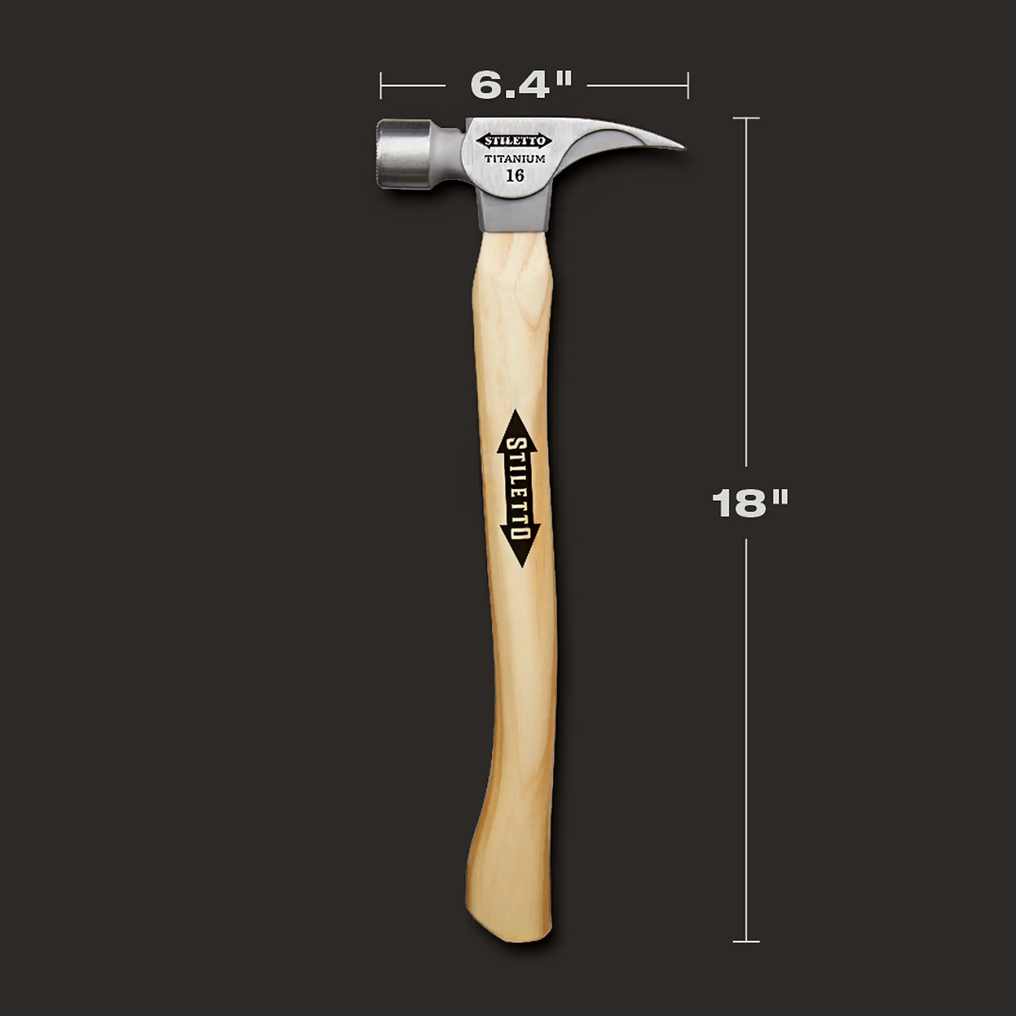 Stiletto TI16MC 16 oz. Milled/Curved Titanium Hammer with Hickory Handle - Image 4