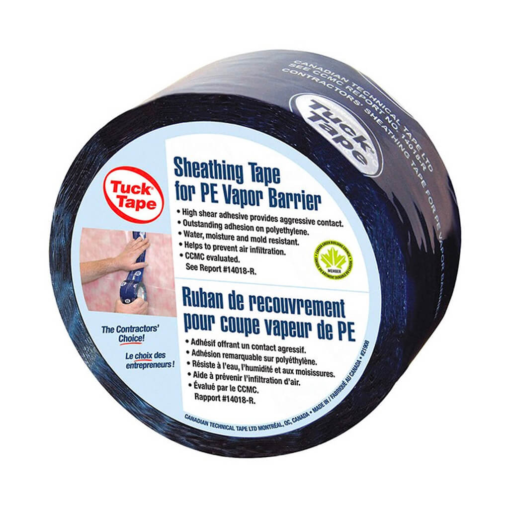 Tuck Tape 2-1/2 in. x 55 m. PE Blue Air and Vapor Barrier Sheathing Tape - Image 2