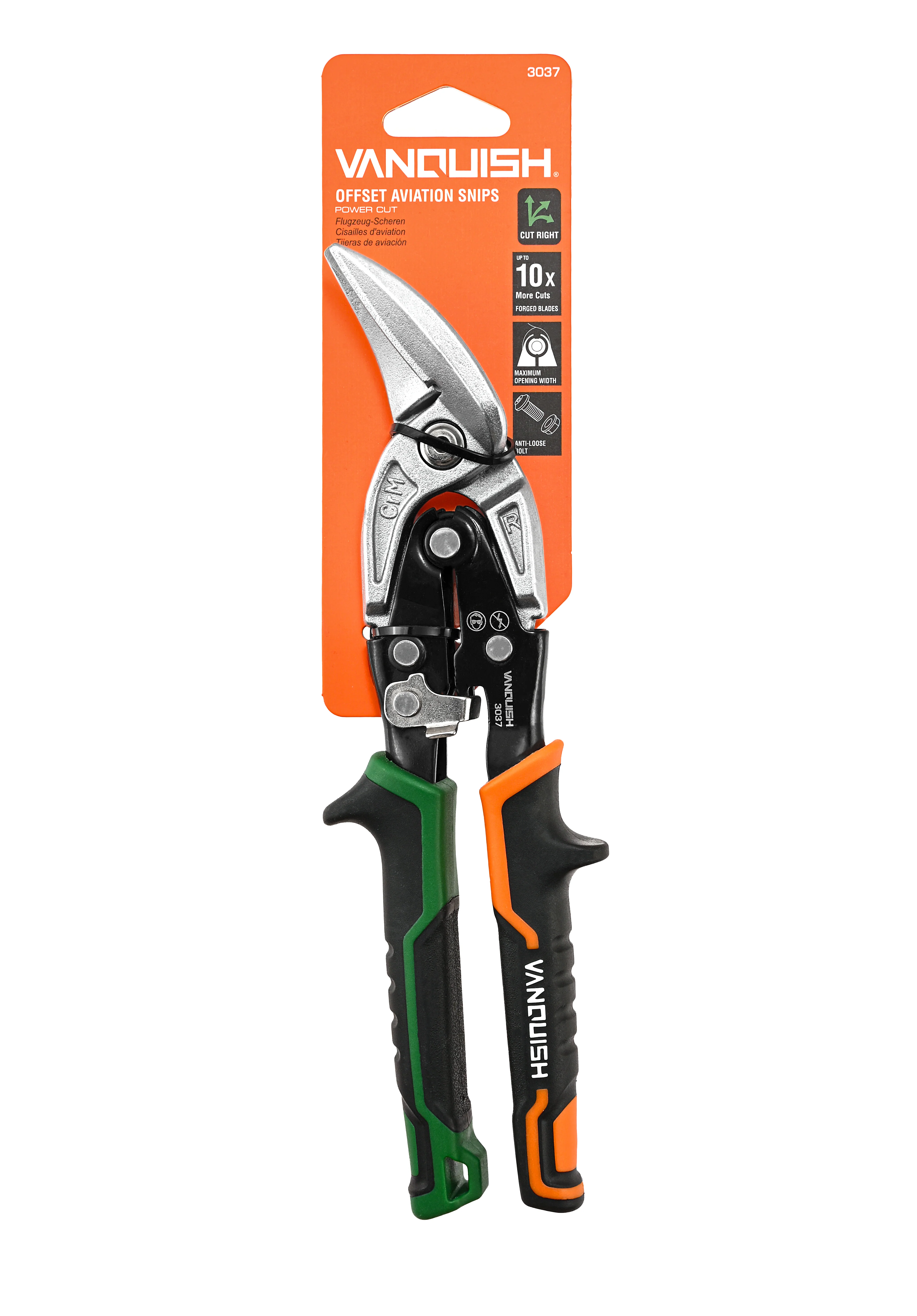 Vanquish 3037 10 in. Left-Cut Offset Aviation Snip - Image 2