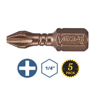 VEGA P125P1A-C5 #1 x 1 in. Phillips Drive Impactech Gunmetal Bronze Insert Bit (5-Pack)