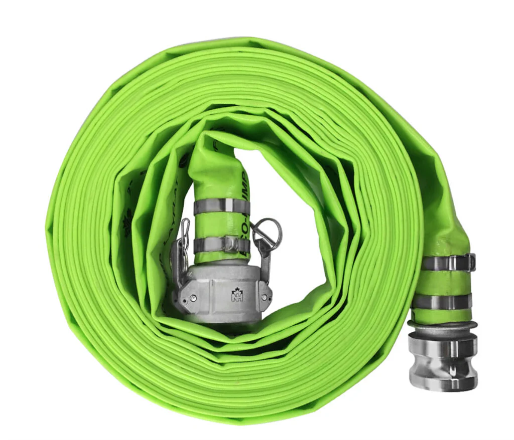 3 in. x 50 ft. Green Phthalate-Free Layflat Discharge Hose - Image 2